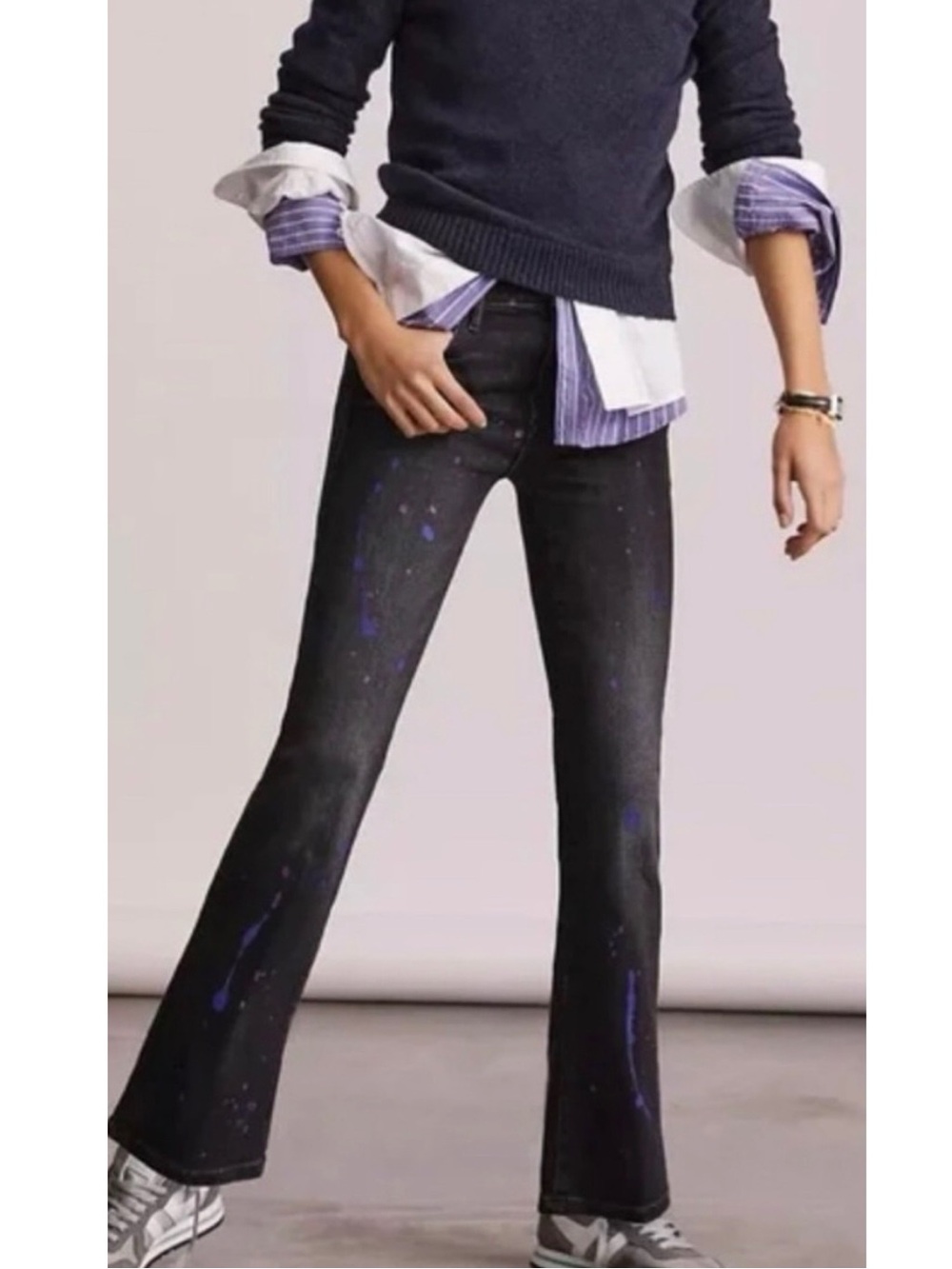MOTHER Jeans The Insider Ankle Rain City Lights High-Rise Black Blue Size 28